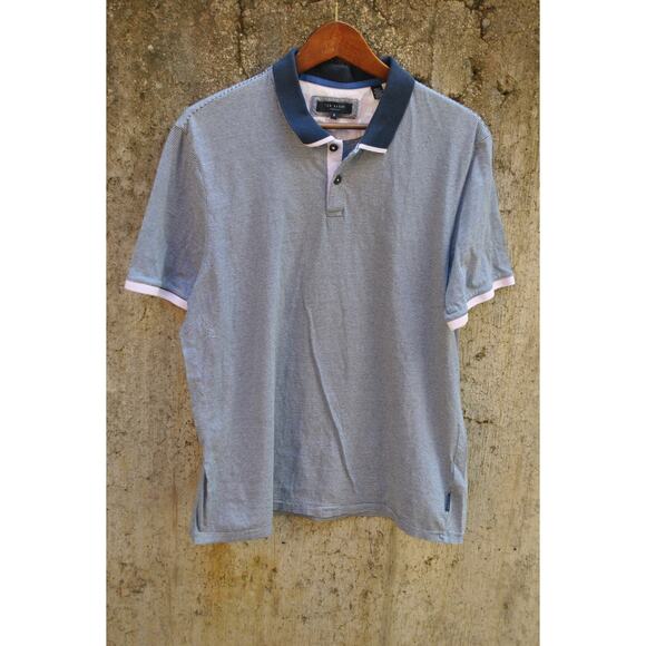 Ted Baker Men's Navy Microstripe Polo Shirt – Size 5 (XL Equivalent) - Picture 1 of 5